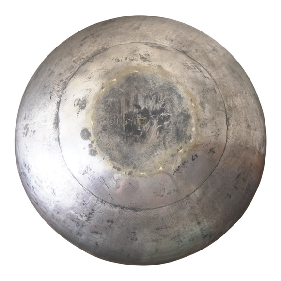 Vintage Brass Silver‑Plated Etched Vase 14” Black Cabochons Mid-Century India - Picture 5 of 14